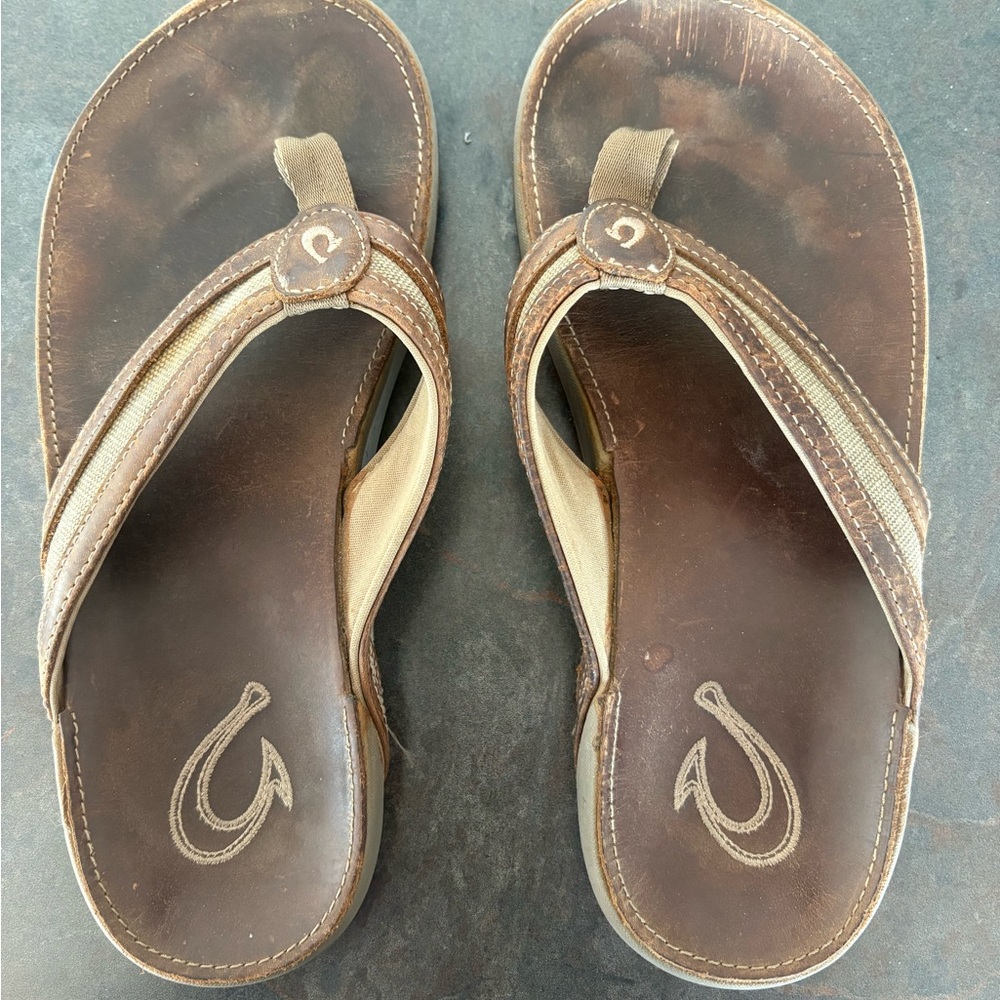 OluKai Brown Leather Sandals